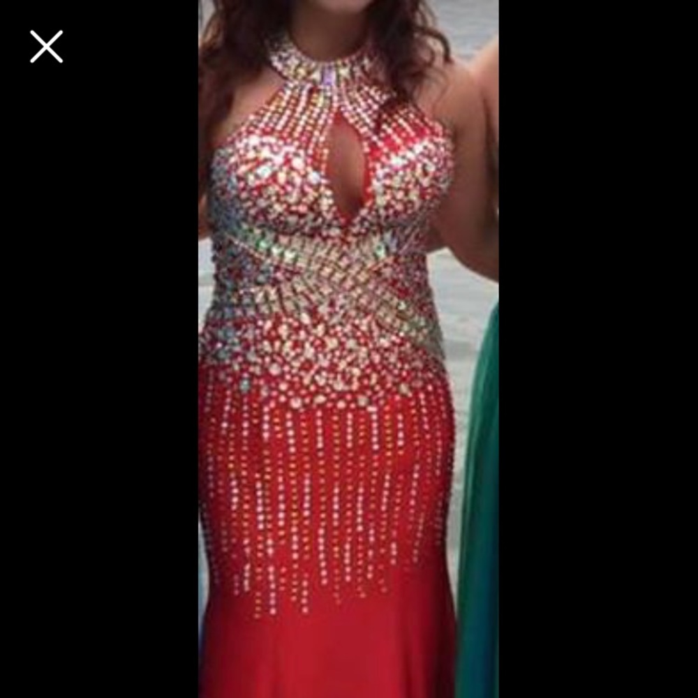 Custom made red prom dress